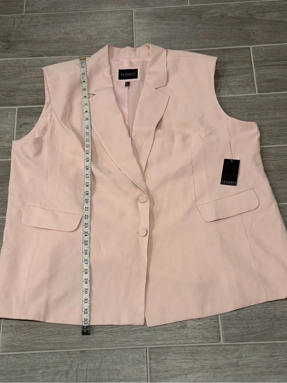 NWT! Eloquii Crystal Pink Long Tailored Two-Button Vest. Size 28.